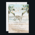 Tropical beach palms 40th birthday party invitation<br><div class="desc">A lovely tropical beach with palm trees and string lights 40th birthday invitation with matching beachy reverse side. Easy to edit or delete the available text fields to personalize the information with your own details for a professional and custom finish. Matching items are available in this boho beach collection. Please...</div>