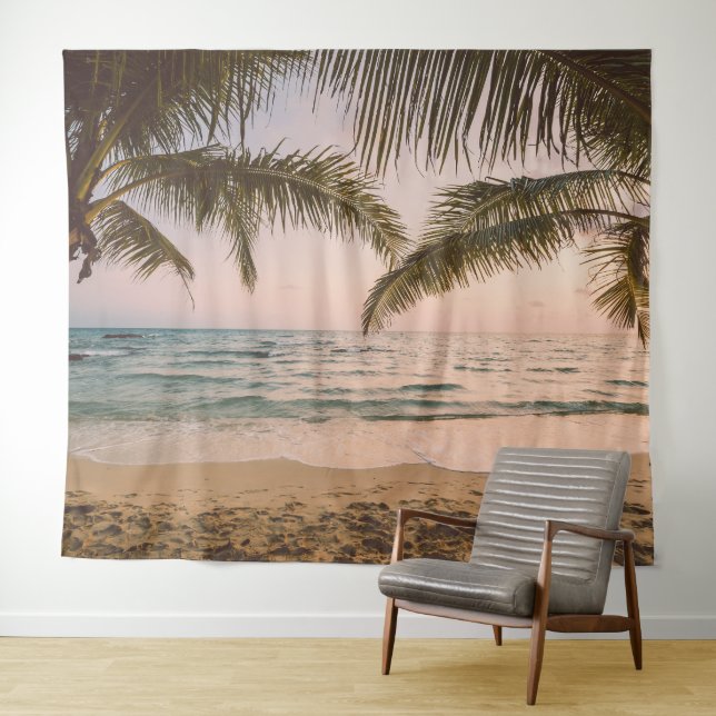 Tropical Beach Palms Backdrop Tapestry (In Situ (Horizontal))