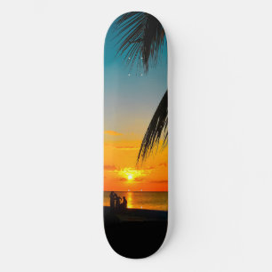 Tropical Beach Palms Colorful SUNSET Skateboard