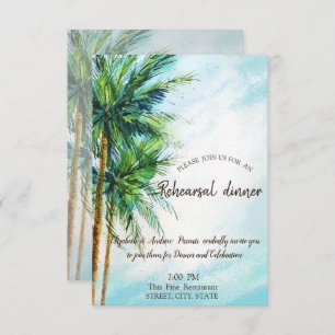 Tropical Beach,Palms Dinner Invitation