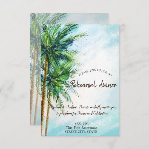 Tropical BeachPalms Dinner Invitation