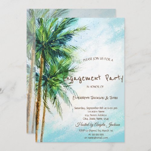 Tropical BeachPalms Engagement Invitation