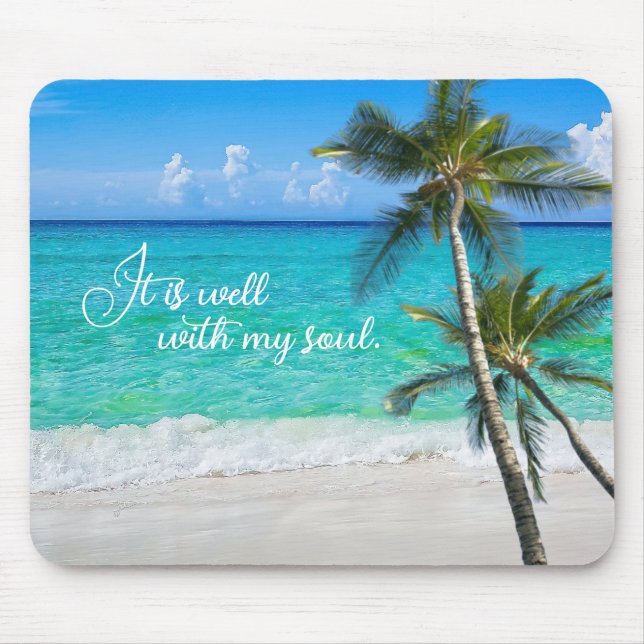 Tropical Beach Palms Inspirational It Is Well Hori Mouse Pad (Front)