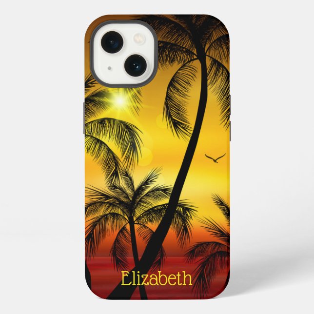Tropical Beach Palms Iphone Case (Back)