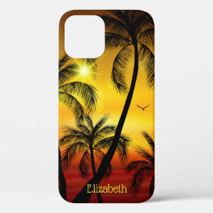 Tropical Beach Palms Personalized iPhone 12 Case