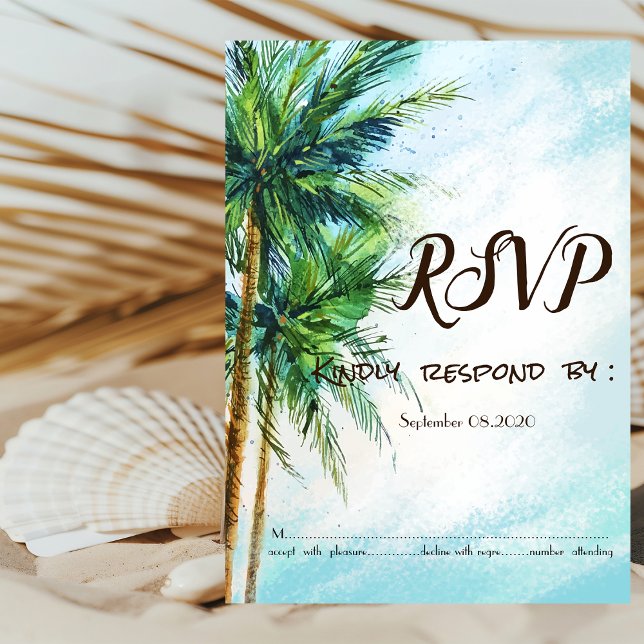 Tropical Beach,Palms RSVP Invitation (Creator Uploaded)