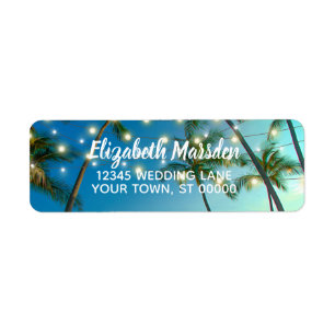 Tropical Beach Palms String Lights Return Address Label
