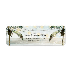tropical beach palms summer return address labels