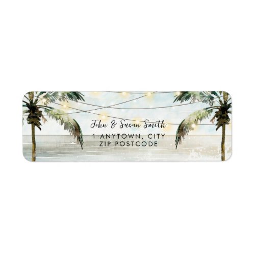 tropical beach palms summer return address labels