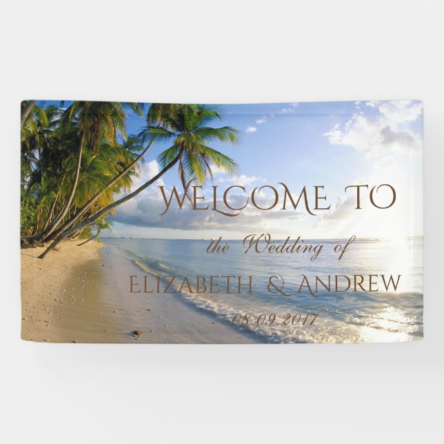 Tropical Beach,Palms  Wedding Banner (Horizontal)