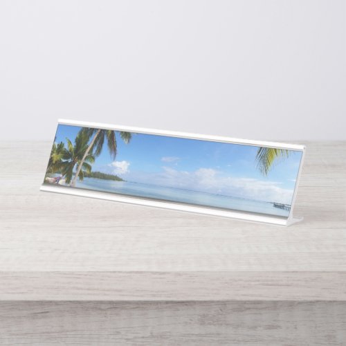 Tropical Beach Panorama Desk Name Plate
