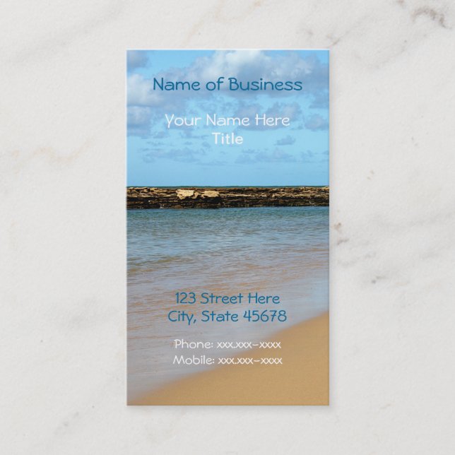 Tropical Beach Paradise Business Cards (Front)