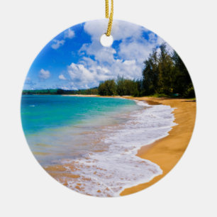 Tropical beach paradise, Hawaii Ceramic Ornament