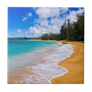 Tropical beach paradise, Hawaii Ceramic Tile