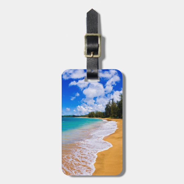 Tropical beach paradise, Hawaii Luggage Tag (Front Vertical)