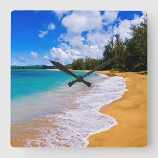 Tropical beach paradise, Hawaii Square Wall Clock (Front)
