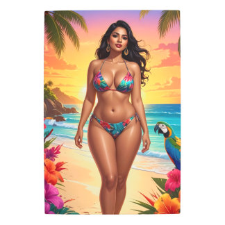 Tropical Beach Paradise Illustration Metal Print