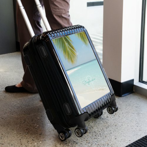 Tropical Beach Paradise Monogram Stylish Palm Tree Luggage
