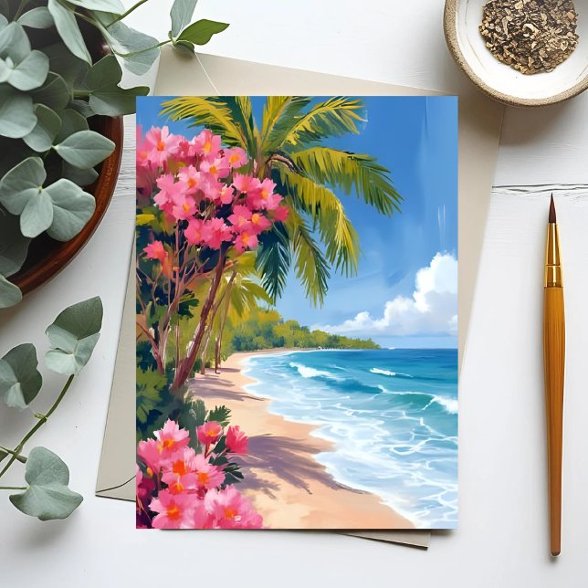 Tropical Beach Paradise | Ocean Painting Postcard (Creator Uploaded)