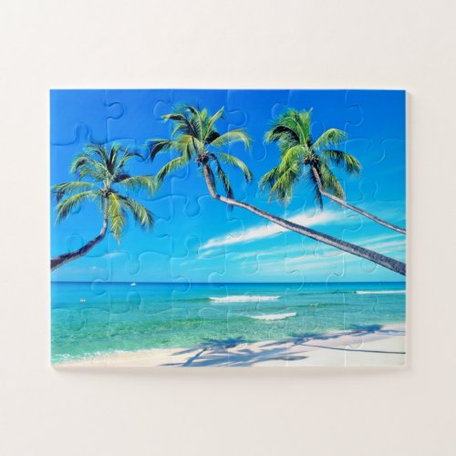 Tropical beach paradise palm trees jigsaw puzzle