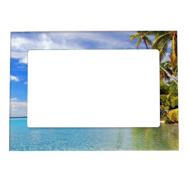 Tropical beach paradise palmtrees magnetic frame (Front)