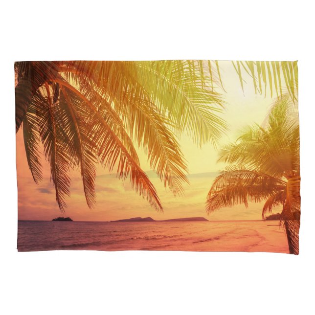 Tropical Beach Paradise: Serene Landscape. Pillow Case (Front)