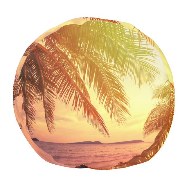Tropical Beach Paradise: Serene Landscape. Pouf (Bottom)