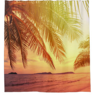 Tropical Beach Paradise: Serene Landscape. Shower Curtain