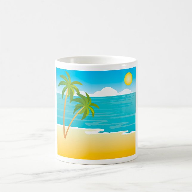 Tropical Beach Paradise with Palm Trees Coffee Mug (Creator Uploaded)