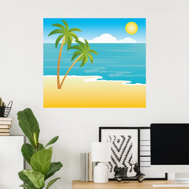 Tropical Beach Paradise with Palm Trees Poster (Creator Uploaded)