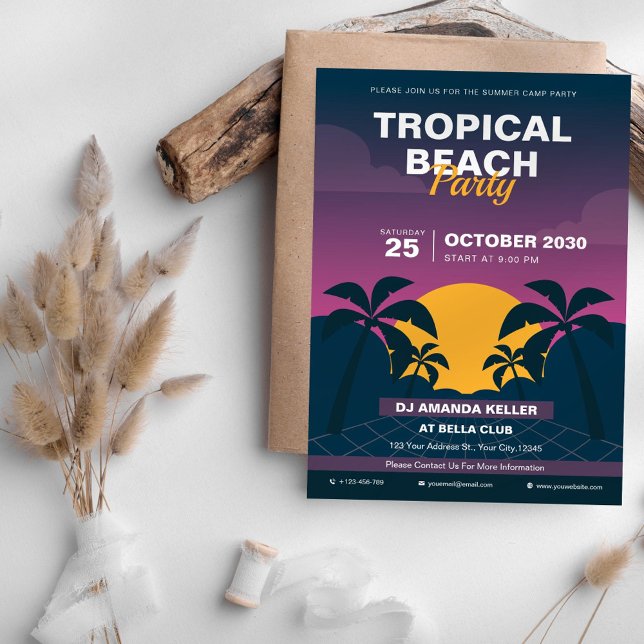 Tropical Beach Party Holiday Invitation (Creator Uploaded)