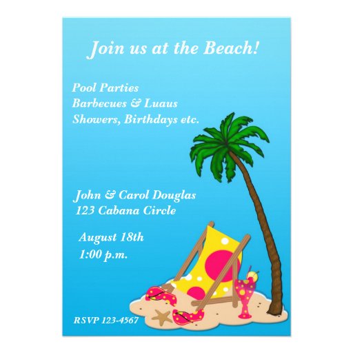 Tropical Beach Party Invitation 5