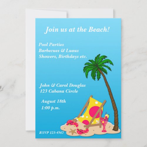 Tropical Beach Party Invitation