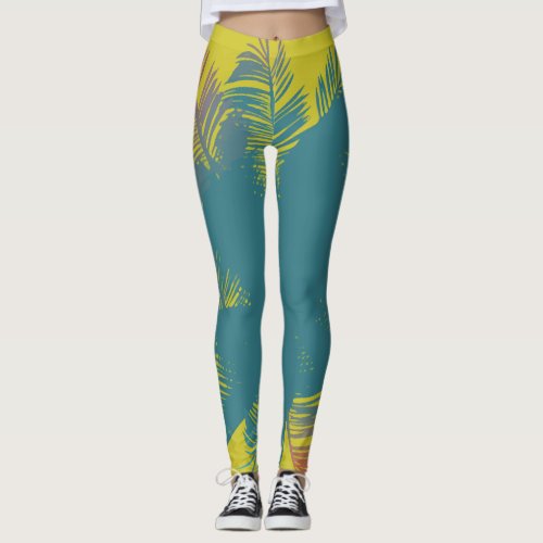 Tropical Beach Pattern Leggings