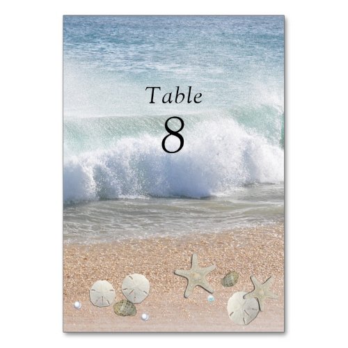 Tropical Beach Pearls Ocean Waves  Table Number