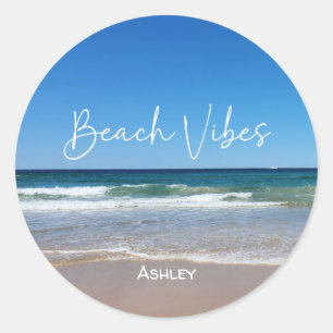 Tropical Beach Personalized Classic Round Sticker