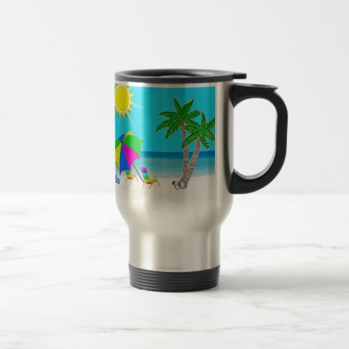 Tropical Beach Personalized Coffee Travel Mug