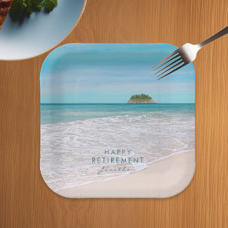 Tropical Beach Personalized "Happy Retirement" Paper Plates