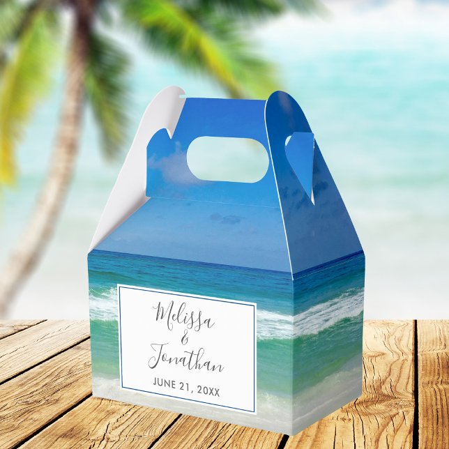 Tropical Beach Photo Beautiful Blue Ocean Wedding Favor Boxes (Creator Uploaded)