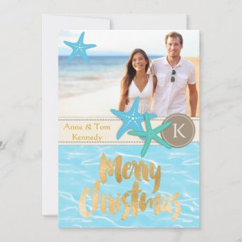 Tropical Beach Photo Christmas Card by ChristmasBellsRing at Zazzle
