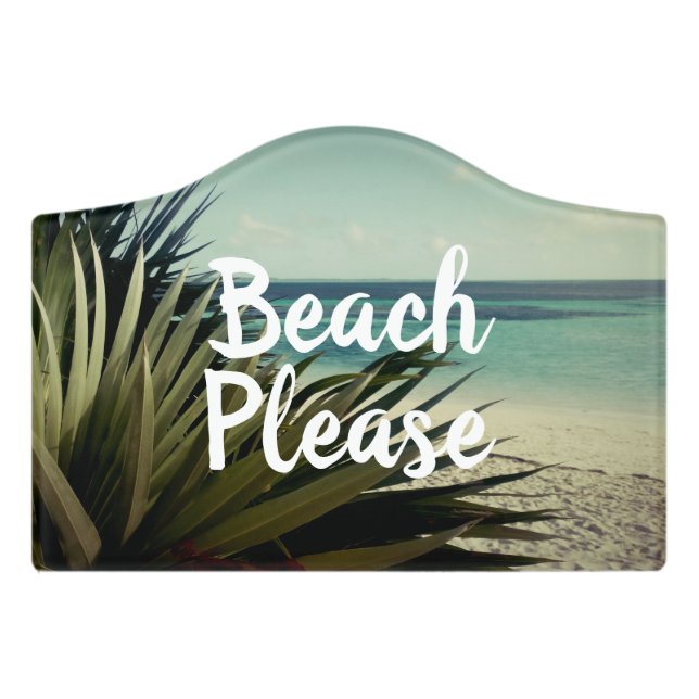 Tropical beach photo custom door sign name plate (Small Crest Front)