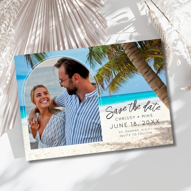 Tropical Beach Photo Destination Wedding  Save The Date (Tropical Beach Photo Destination Wedding Save The Date)