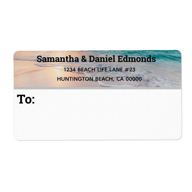 Tropical Beach Photo Pre-Printed return address  Label (Front)