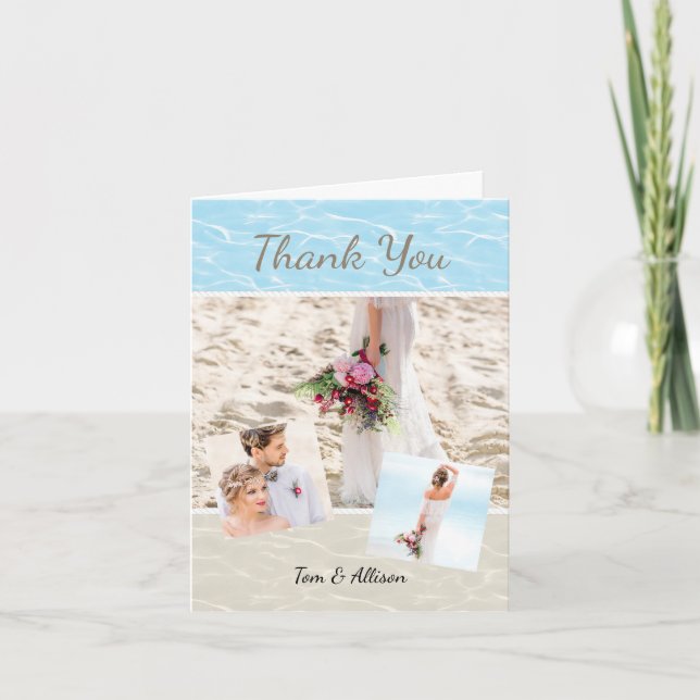 Tropical Beach Photo Thank You Card (Front)