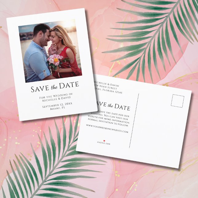 Tropical Beach Photo Wedding Save the Date Announcement Postcard (Creator Uploaded)