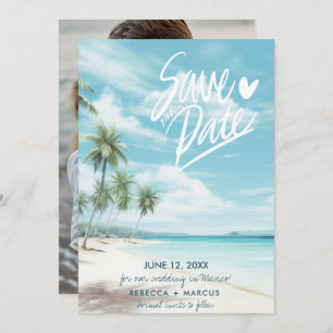 Tropical Beach Photo Wedding Save the Date Invitation
