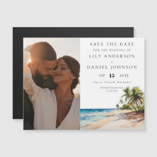 Tropical Beach Photo Wedding Save The Date Magnetic Invitation