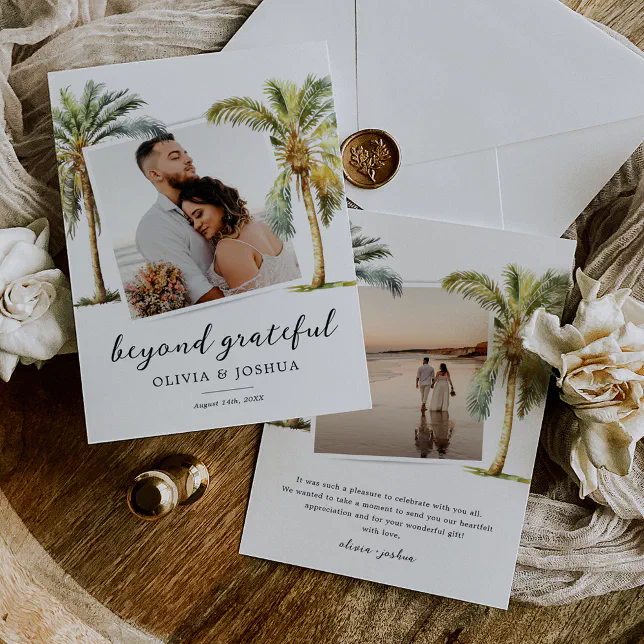 Tropical Beach Photo Wedding Thank You Card | Zazzle