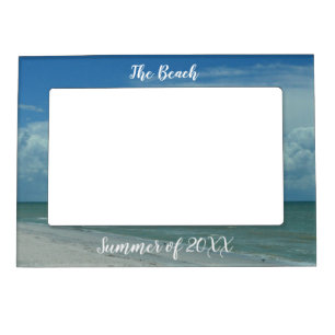 Tropical Beach Photography Customize Text & Date Magnetic Frame
