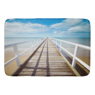 Tropical Beach Pier Bathroom Mat